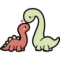 cute brontosaur family affectionate