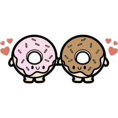 cute donut chibi couple in love