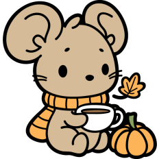 cute mouse drinking tea with fall elements 