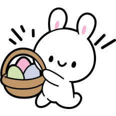 cute easter bunny with easter eggs