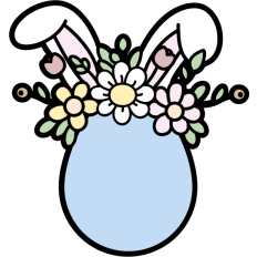 cute easter egg with flowers and bunny ears