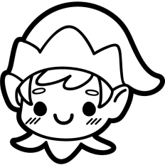 cute christmas elf head lineart