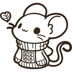 cute fall mouse with an oversized sweater lineart