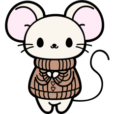 kawaii autumn mouse with a sweater