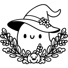 cute floral ghost lineart