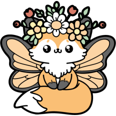 cute floral spring fox