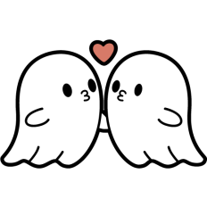 cute ghost couple in love kissing