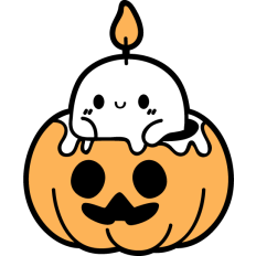 cute candle ghost in a pumpkin