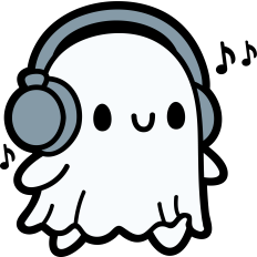 cute ghost with headphones