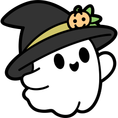 cute ghost with witch hat