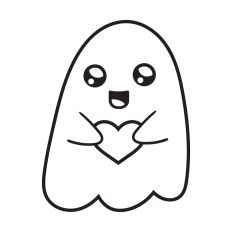 Kawaii ghost with heart