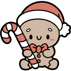 cute gingerbread man with candy cane