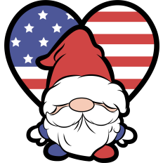cute gnome with american heart