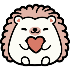 cute happy hedgehog with heart 