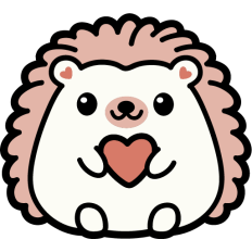 cute hedgehog holding a heart