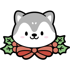 cute husky in a christmas decoration