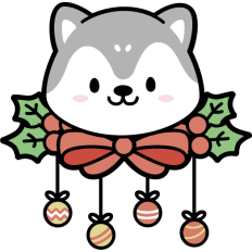 cute husky on a christmas decoration