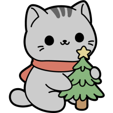 cute kitten with christmas tree
