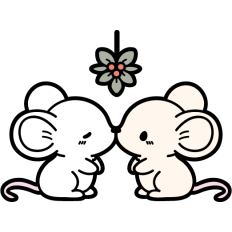 cute little mice kissing under mistletoe
