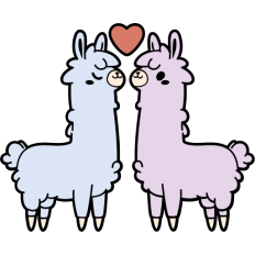 cute llama couple in love