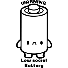 cute low social battery lineart