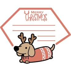 merry christmas card with dachshund