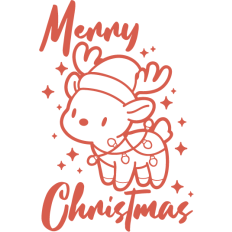 cute merry christmas with reindeer lineart