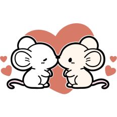 cute mice in love kissing