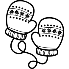 cute winter mittens lineart
