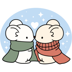 cute mouse couple kissing under the star