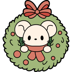 cute mouse in a christmas wreath