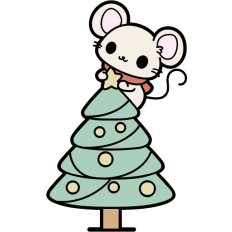 cute mouse on a christmas tree