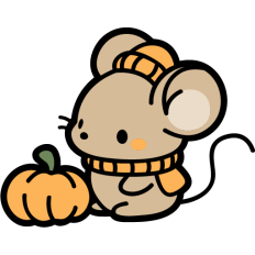 little fall mouse with a pumpkin