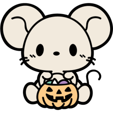 cute mouse with a pumpkin basket