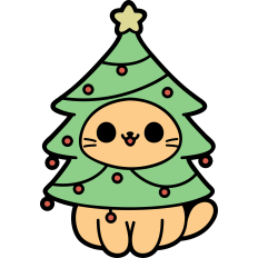 cute orange cat in a christmas tree costume
