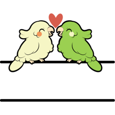 cute parrots in love label