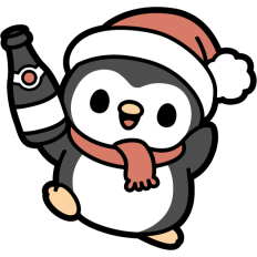 cute party penguin with bottle