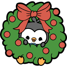 cute penguin in christmas garland
