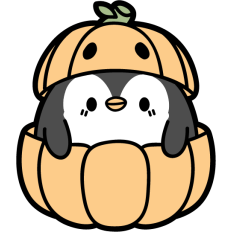 cute penguin in a pumpkin