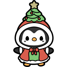 cute penguin in christmas costume