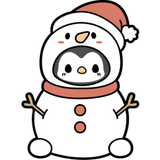 cute penguin in a snowman costume