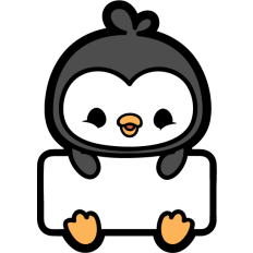 cute penguin with a label