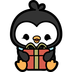 cute penguin with present box