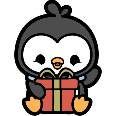 cute penguin with present