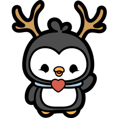 cute penguin with reindeer horns
