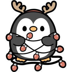 cute penguin with reindeer antlers