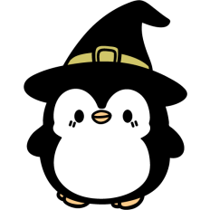 cute penguin with witch hat
