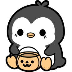 cute penguin with pumpkin