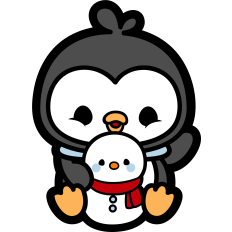 cute penguin with snowmen