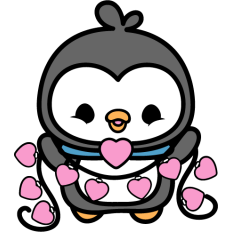 cute penguin with hearts lights string